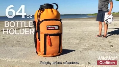 Wild Wolf Outfitters 40oz Water Bottle Holder: Military-Grade Carrier w/ 2  Pockets & Adjustable Shoulder Strap - Orange