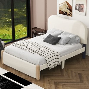 Whisen Full Size Upholstered Platform Bed with Wood Supporting Feet - 1 of 4