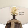John Timberland Parker Rustic Farmhouse Table Lamps 28 1/2" Tall Set of 2 Hammered Bronze Wood with USB Charging Port Oatmeal Tapered Drum for Bedroom - 3 of 4