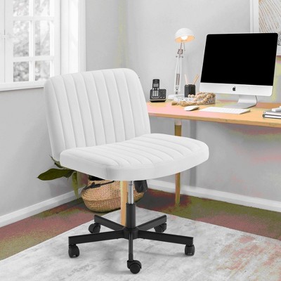 Erommy Armless Criss Cross Chair with Wheels, Height Adjustable Cross Legged Office Chair, Office Deak Chair for Office, Bedroom, Living Room