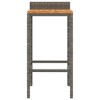 vidaXL Bar Stools 2 pcs Gray Poly Rattan and Solid Wood Acacia - 4 of 4