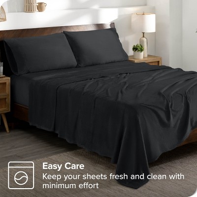 Full Black Microplush Polyester Deep Pocket Sheet Set
