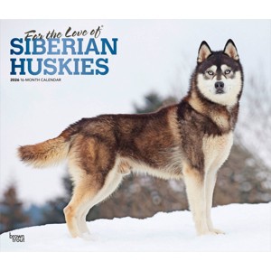 BrownTrout For the Love of Siberian Huskies 2026 14"x24" Hanging Deluxe Wall Calendar Plastic-Free - 1 of 4