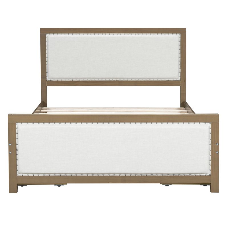 Queen/Full Size Upholstered Platform Bed with 4 Drawers, Beige-ModernLuxe, 5 of 13