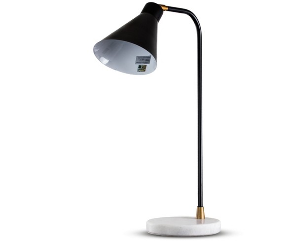 21" Black Metal White Marble Table Lamp (Includes Energy Efficient Light Bulb) - Crystal Art