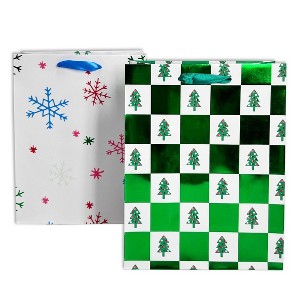 2pk Checkered Snowflakes Gift Bags - Bullseye's Playground™ - 1 of 3