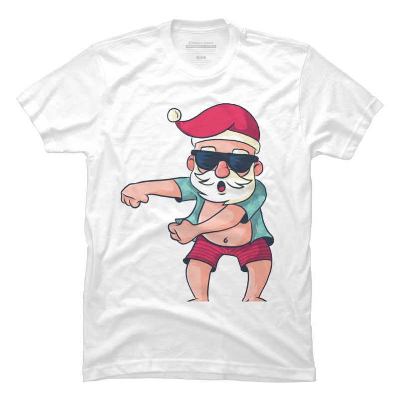 Men's Design By Humans Funny Christmas Flossing Santa By rasok T-Shirt, 1 of 5