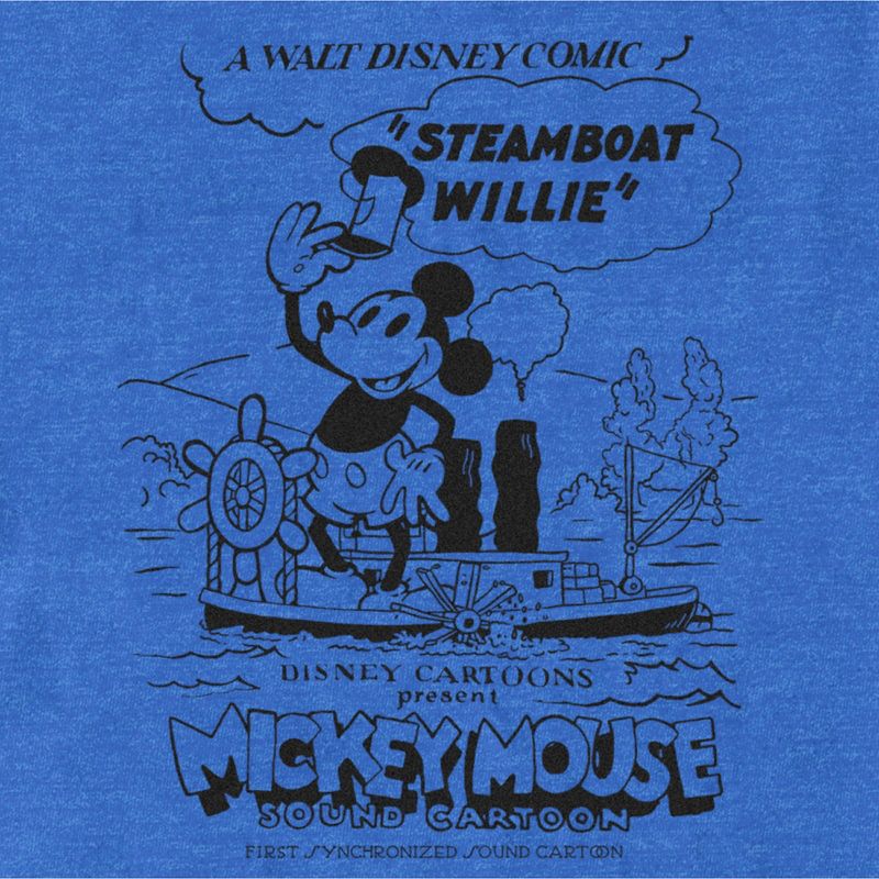 Men's Mickey & Friends Mickey Mouse Steamboat Willie Retro Poster T-Shirt, 2 of 6