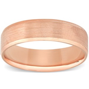 Pompeii3 10k Rose Gold Mens Brushed Beveled Edge Comfort Fit Wedding Band - 1 of 4