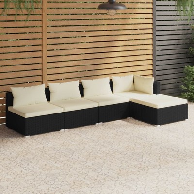 Garden Lounge Set Black and Cream vidaXL