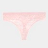 Curvy Couture Women's Plus Size No-Show Lace High Cut Thong Panty Blushing Rose S - 4 of 4