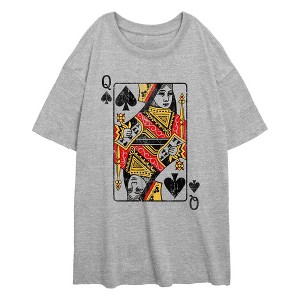 Junior's Lost Gods Queen of Clubs Distressed T-Shirt - 1 of 2