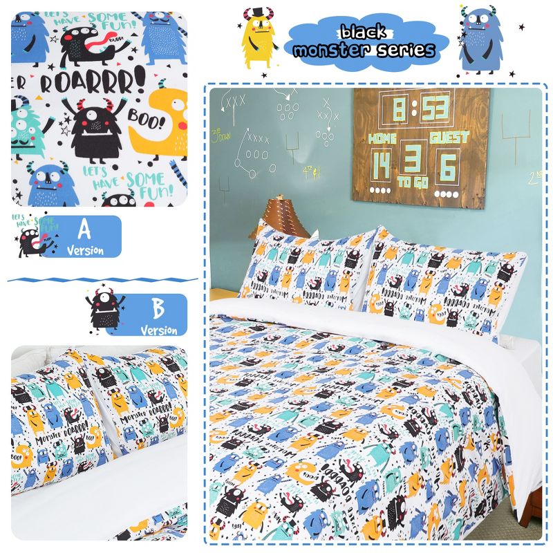 PiccoCasa Kids Polyester Duvet Cover with 2 Pillowcases Fitted Sheet Cartoon Series Pattern Bedding Set 5 Pieces, 4 of 6