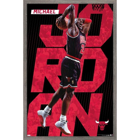 Trends International Michael Jordan - Black and White Wall Poster, 22.375  x 34, Barnwood Framed Version