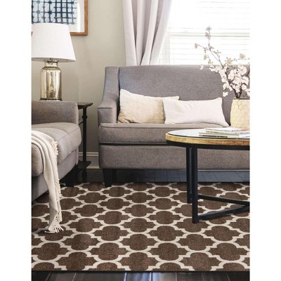 Elegant Brown Trellis Rectangular Indoor Area Rug