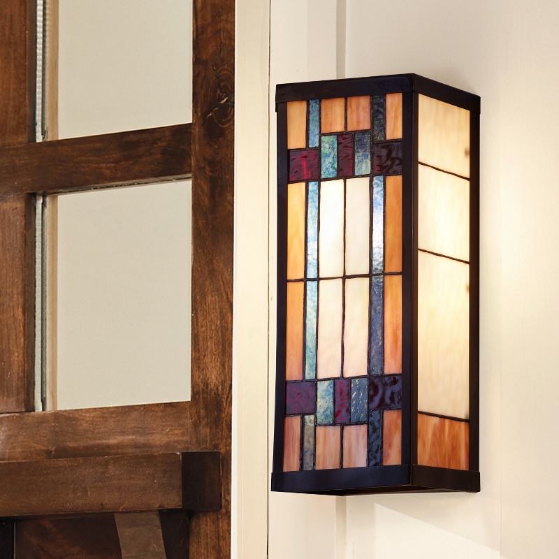 16.25&#34; 1-Light Mission Style Stained Glass Outdoor Wall Sconce - River of Goods, 3 of 9