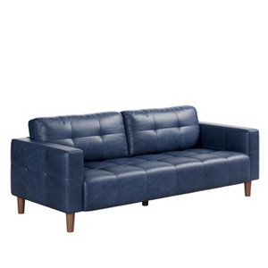 3-Seater Sofa Couch, 83" Wide Faux Leather Sofa Couch with Spring Cushion, Modern Sofa w/2 Removable Back Cushions, for Living Room, Bedroom - 1 of 4