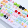 36 Pairs Hypoallergenic Plastic Stud Earrings for Sensitive Ears, Colorful Floral Acrylic Design - 2 of 4