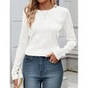 Women's Casual Fit Tops Fashionable Casual Long Sleeve Crew Neck Basic T Shirts Solid Loose Textured Knit Blouses Outfits - 3 of 4