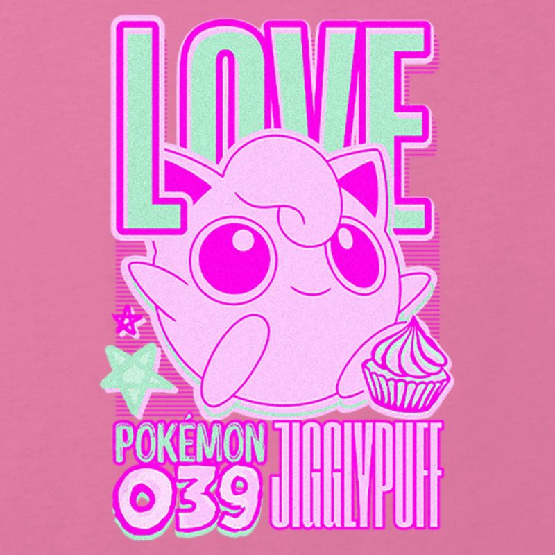 Girl's Pokemon 039 Love Jigglypuff Neon T-Shirt, 2 of 4