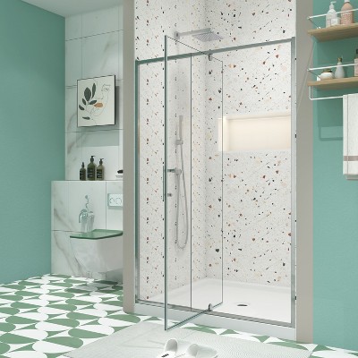 38-42" Chrome Tempered Glass Pivot Swing Shower Door