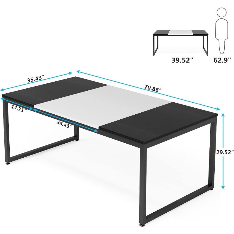Tribesigns Modern Dining Table, 71 Inch Rectangular Kitchen Table for 6, Dinner Table for Kitchen, Dining Room, Living Room, 3 of 8