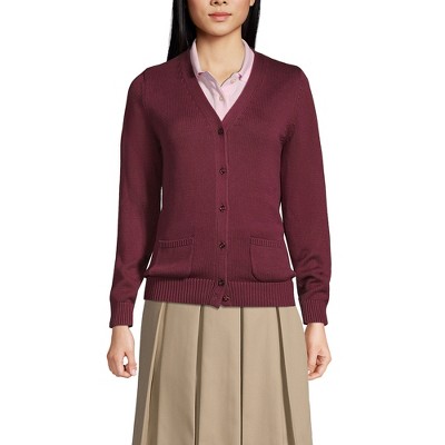 Lands' End School Uniform Women's Cotton Modal Button Front Cardigan Sweater