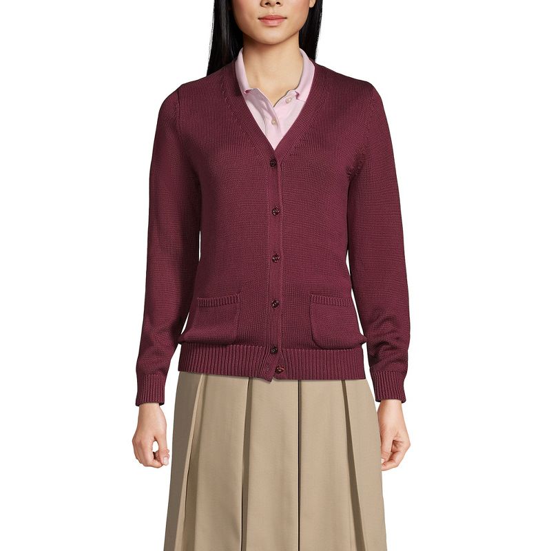 Lands' End School Uniform Women's Cotton Modal Button Front Cardigan Sweater, 2 of 4