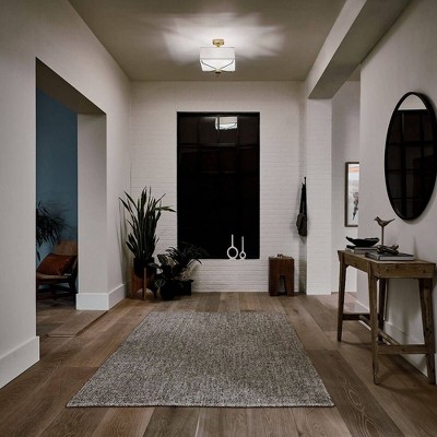 Arlo 15'' Brass and White Square Semi-Flush Mount Light