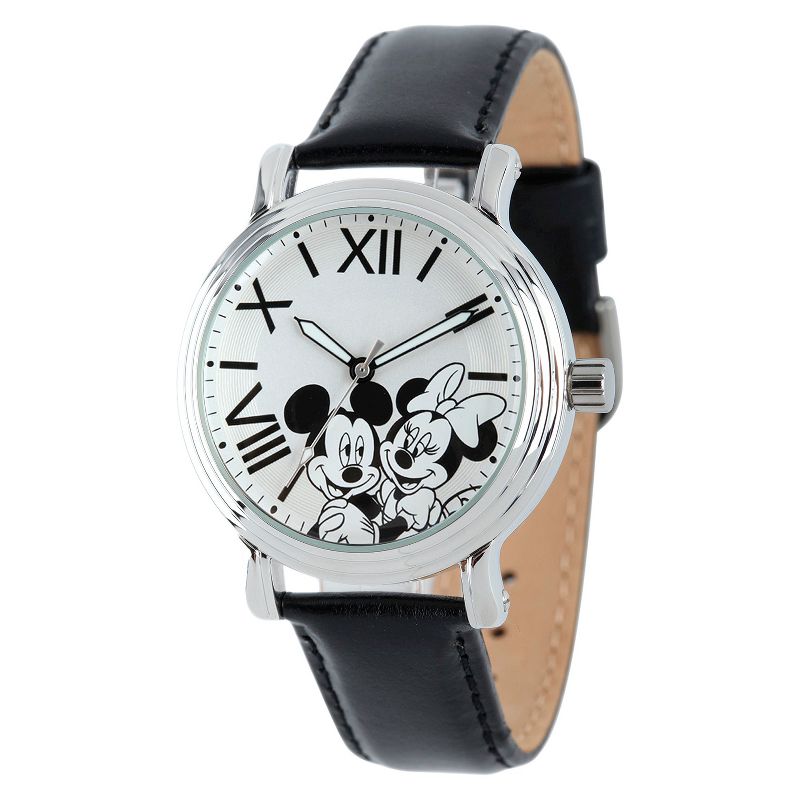 Women&#39;s Disney Mickey and Minnie Shinny Vintage Articulating Watch with Alloy Case - Black, 1 of 6