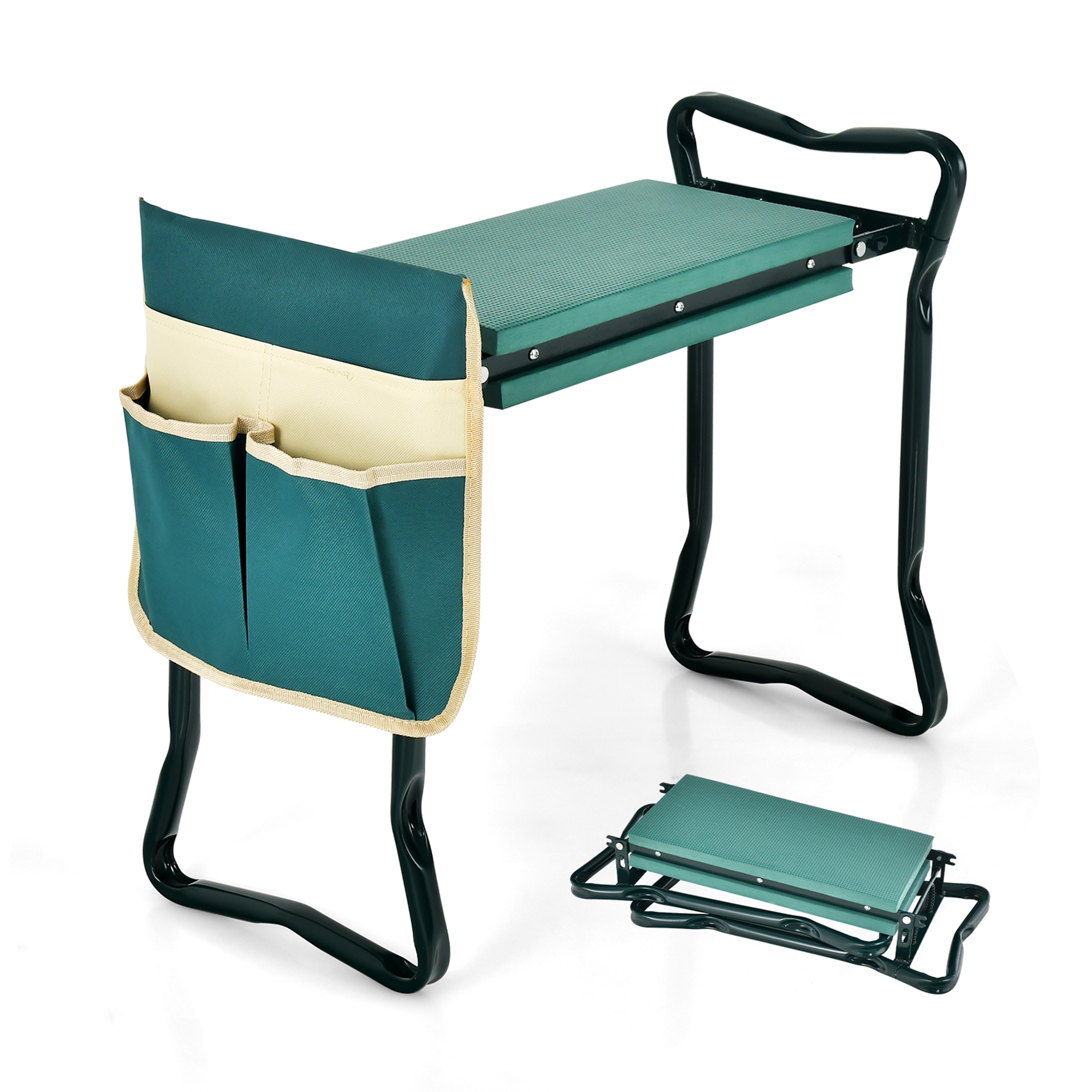 Costway Folding Sturdy Garden Kneeler Gardener Kneeling Pad & Cushion Seat Knee Pad Seat Green