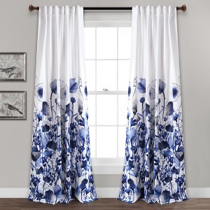 Home Boutique Zuri Flora Light Filtering Window Curtain Panels Navy 52X95 Set - 1 of 1