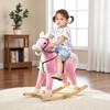 Mshliw Plush Rocking Horse with Saddle & Sounds, Ride-On Toy for Toddlers Ages 3–8, Soft Seat, Footrests, Wooden Base, Gift Idea, Halloween gift - 3 of 4
