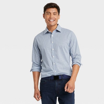 Men's Standard Fit Performance Dress Long Sleeve Button-Down Shirt - Goodfellow & Co™ Bay Blue S