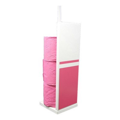 Evideco French Home Goods Freestanding Metal Toilet Paper Holder Reserve 3 Rolls Finish:White - Pink Fuchsia