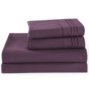 Marcielo 3/4 Pcs Soft Solid & Embroidery Bed Sheets Set - 1 of 4