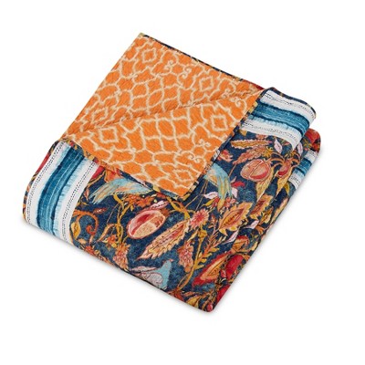 King Size Blue Cotton Reversible Quilt Set