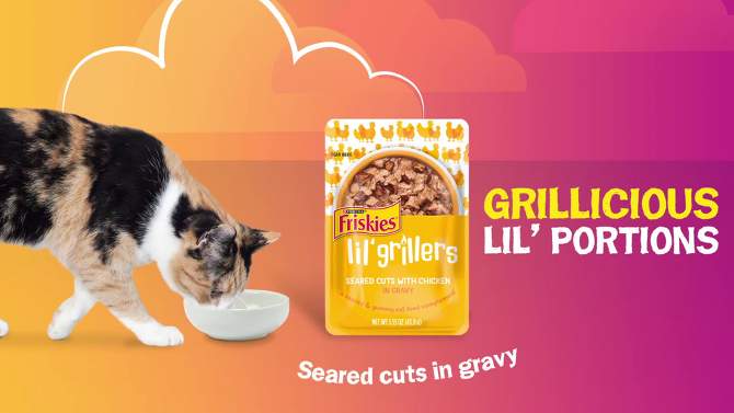 Purina Friskies Lil' Grillers Lickable Seared Cuts In Gravy Wet Cat Food - 1.55oz, 2 of 7, play video