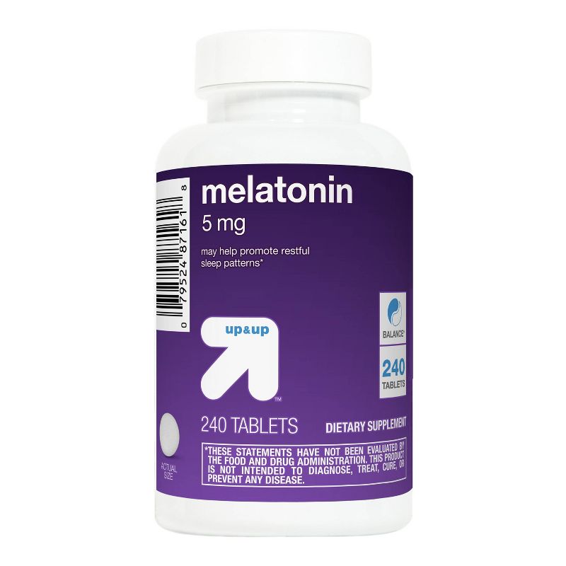 Melatonin 5mg Dietary Supplement Tablets - 240ct - up &#38; up&#8482;, 1 of 5