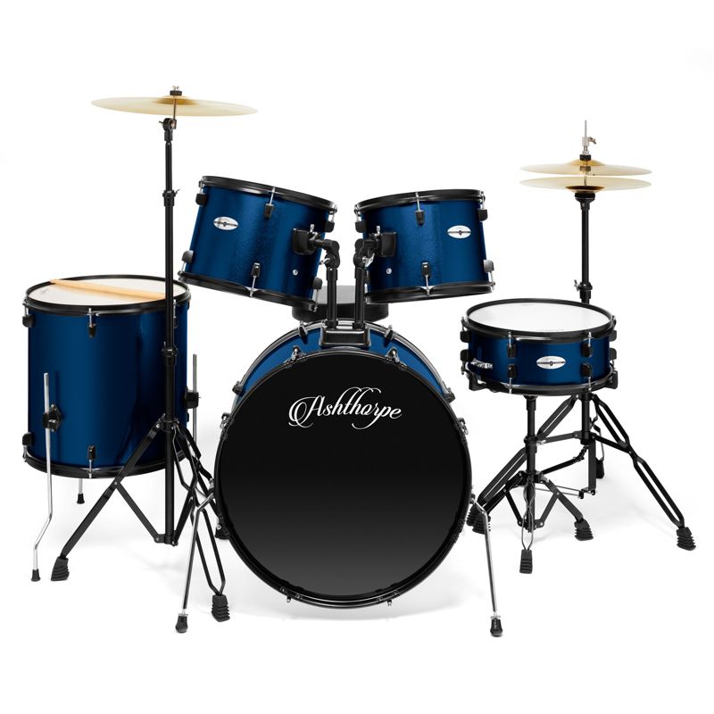 Ashthorpe 5-Piece Full-Size Complete Adult Drum Set with Remo Batter Drumheads, 2 of 8