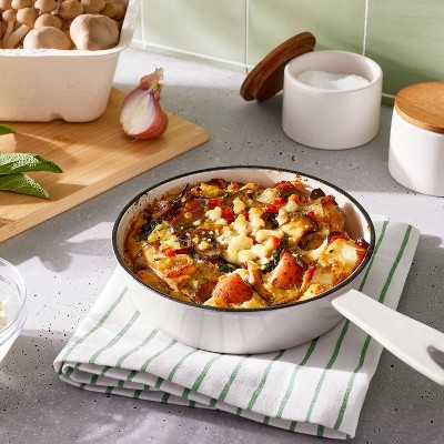6 Enameled Cast Iron Skillet Light Gray - Figmint™: Even-Heating, Oven-Safe, Hand Wash, Non-Induction Compatible