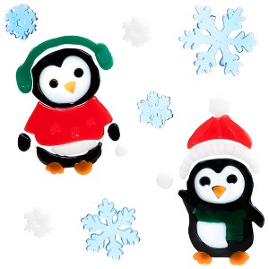 Northlight 8-Piece Penguin and Snowflake Gel Christmas Window Clings, 7.75" - 1 of 4