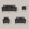 4 Piece Living Room Set, Faux Leather Sofa Set with Storage Ottoman Bench, Ultimate Comfort Couch for Living Room,Lounge Room-Morden Fort - 3 of 4
