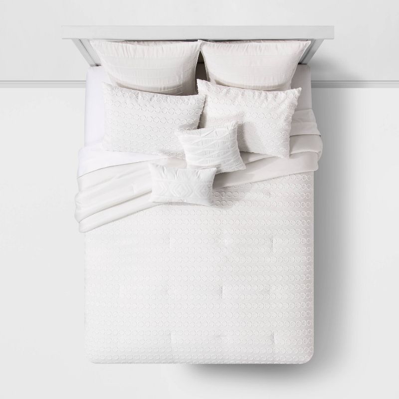 8pc Clipped Jacquard Geo Circle Comforter Bedding Set White - Threshold™, 2 of 11