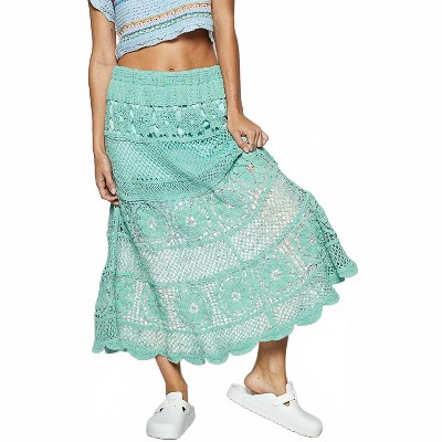 Women's Stitch Pattern Crochet Skirt - POL