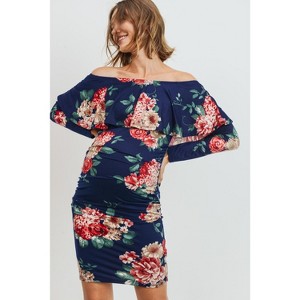 Hello MIZ Womens Floral Off The Shoulder Maternity Dress - 1 of 1