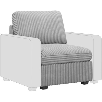 Belffin Corduroy Modular Center Seat - Armless Storage Module with Removable Washable Cover