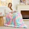 Cozy Bliss Faux Fur Plush Decorative Blanket, Cozy Warm Striped Throw Blanket - 4 of 4