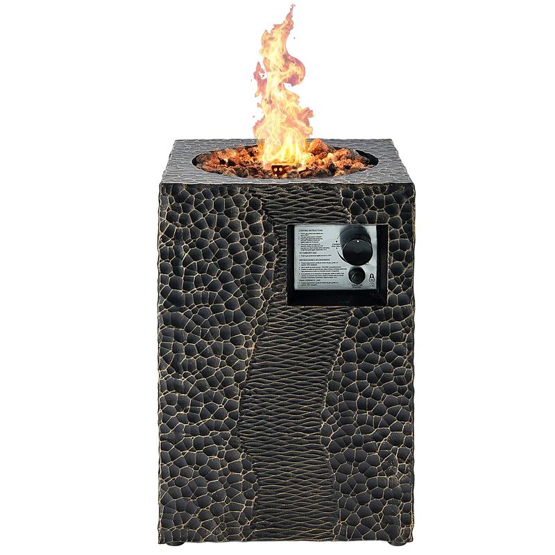 Costway 16'' Square Outdoor Propane Fire Pit w/Lava Rocks Waterproof Cover 30,000 BTU, 3 of 13