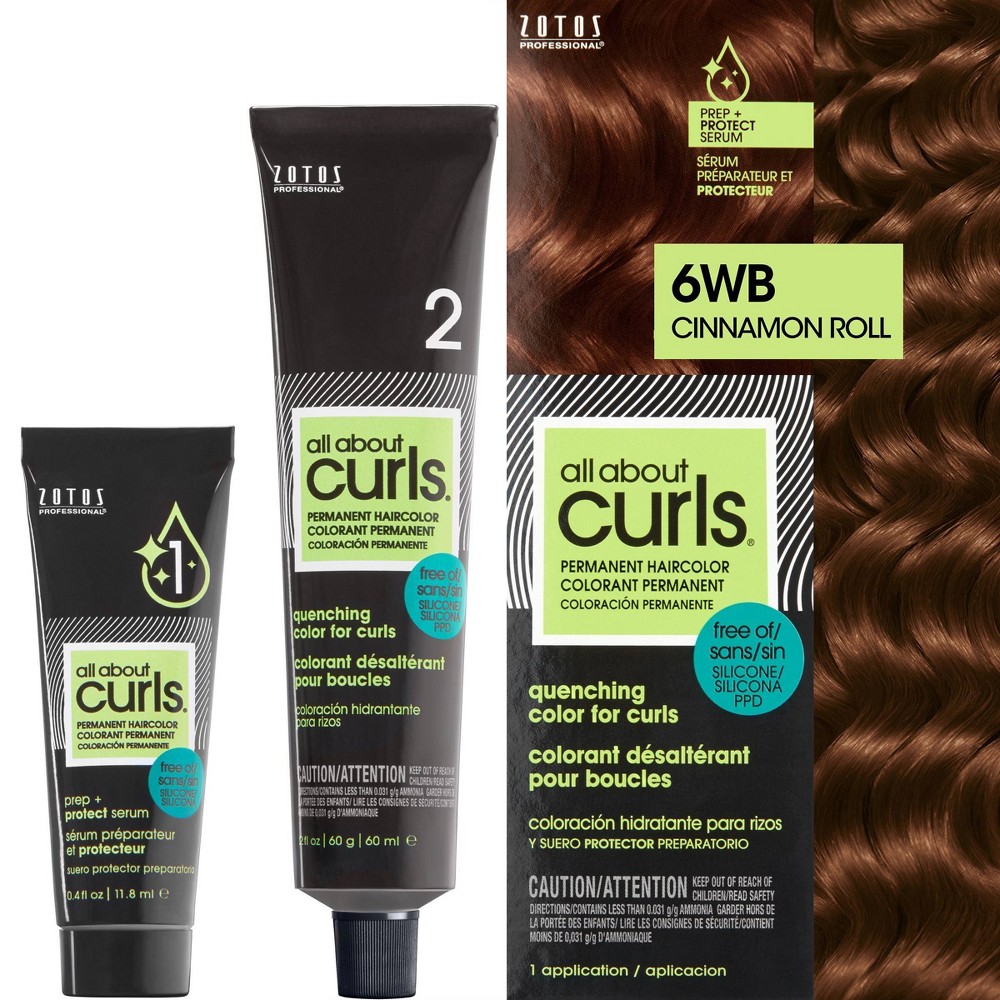 Photos - Hair Dye All About Curls Permanent Hair Color - Cinnamon Roll 6WB - 2.4 fl oz